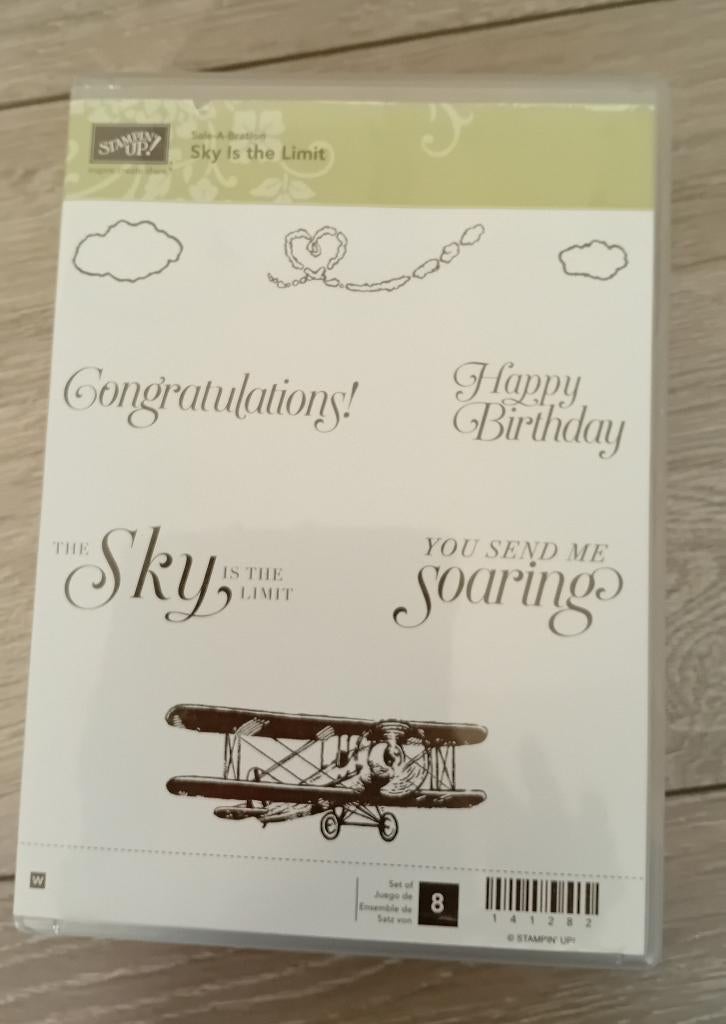 Stampin’up stempelset Sky is the limit, Hobby en Vrije tijd, Stempelen, Ophalen of Verzenden, Zo goed als nieuw, Houten stempel