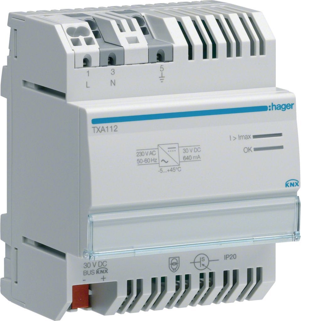 Hager Voedingsmodule KNX-bus (30 V=, 640 mA), TXA112, Ophalen of Verzenden, Nieuw, Overige typen