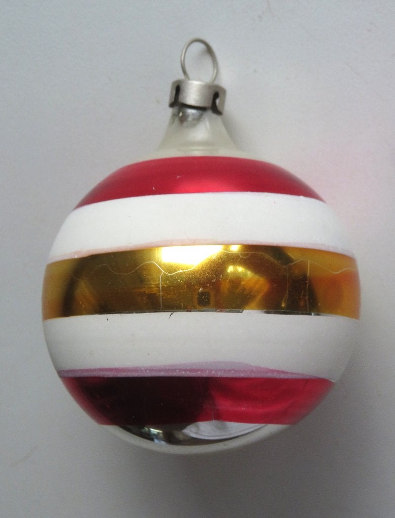 Oude Kerstbal: Bal met gekleurde ringen ( rood wit goud ), Ophalen of Verzenden