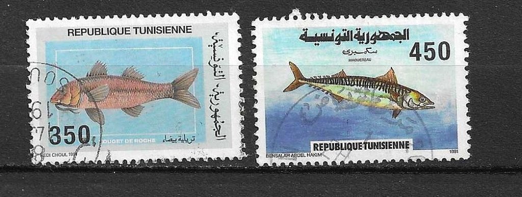 Tunesische postzegels - Vissen (gestempeld)-voor M.C.Cadee, Postzegels en Munten, Ophalen of Verzenden, Tunesië, Gestempeld