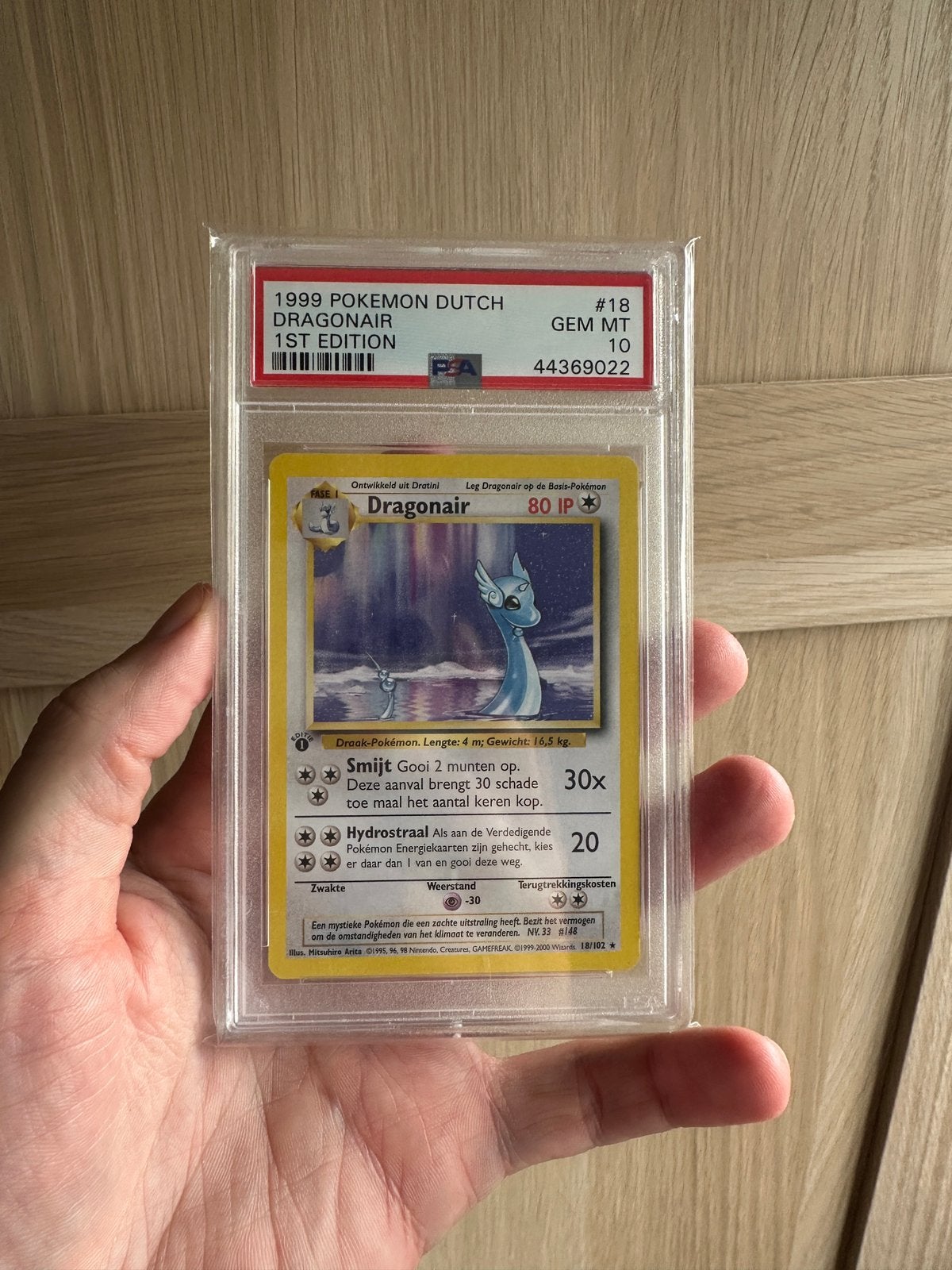 Dragonair 1st edition PSA 10 - Base set dutch, Ophalen of Verzenden, Zo goed als nieuw