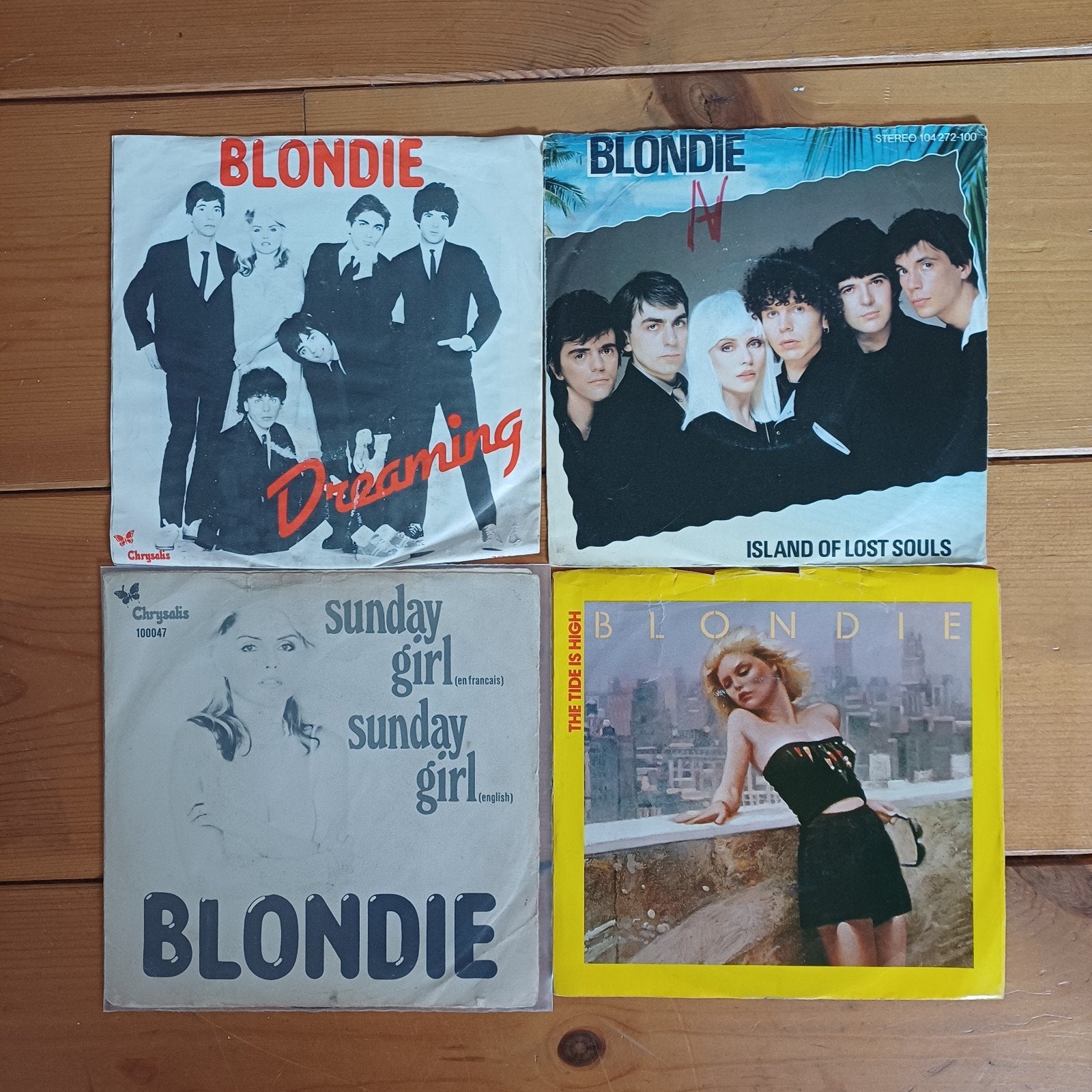 4 Blondie singles, Cd's en Dvd's, Gebruikt, Originele persing, 7 inch, Ophalen of Verzenden