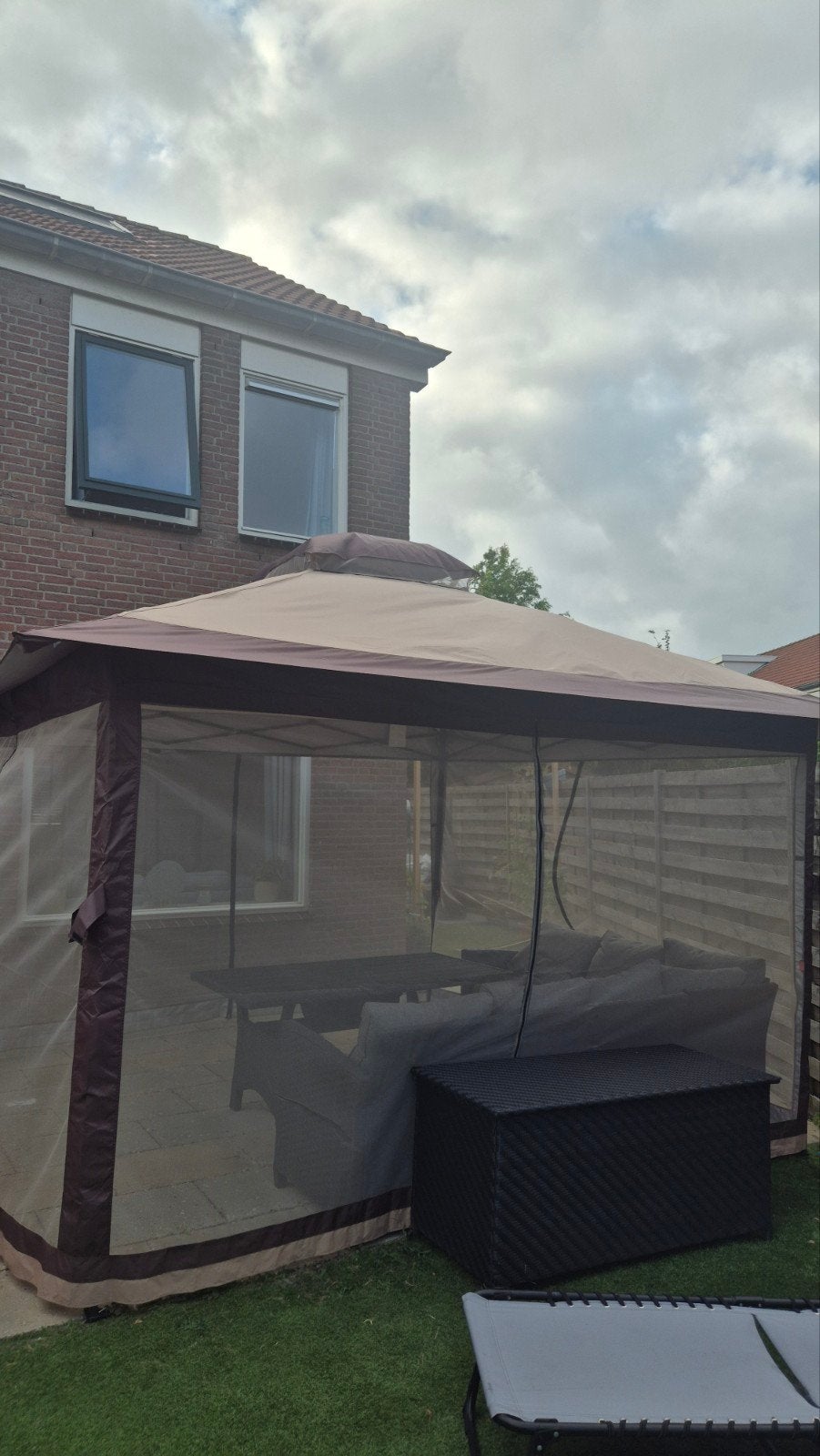 Pop-up prieel 3x3m met 4 muggennetten - z.g.a.n., Tuin en Terras, Partytenten, Opvouwbaar, Minder dan 4 meter, Zo goed als nieuw