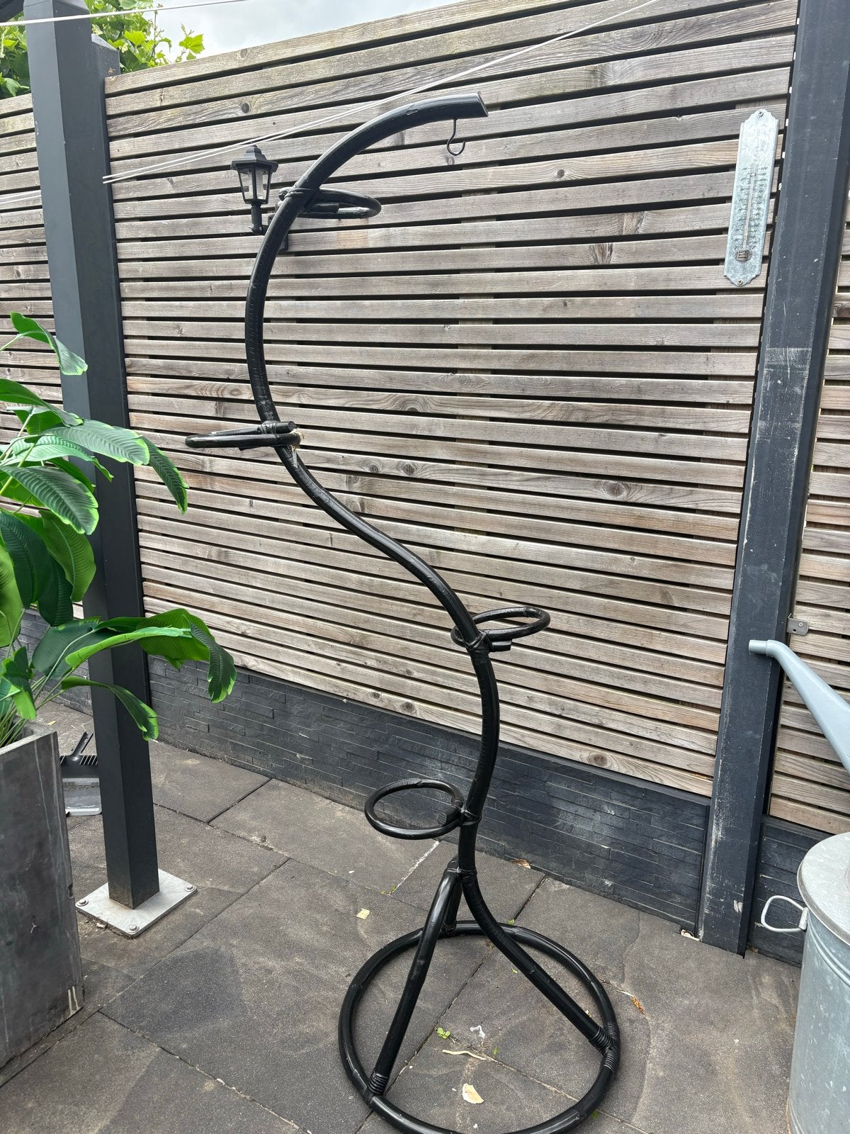 Decoratieve Bamboe Plantenstandaard - Zwart, Gebruikt, Minder dan 60 cm, Ophalen of Verzenden, Binnen