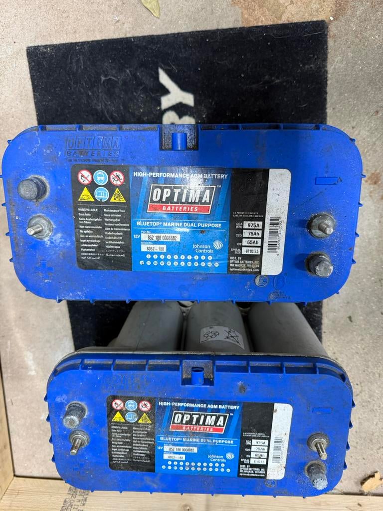 2x Optima Blue Top, Auto-onderdelen, Ophalen, Gebruikt