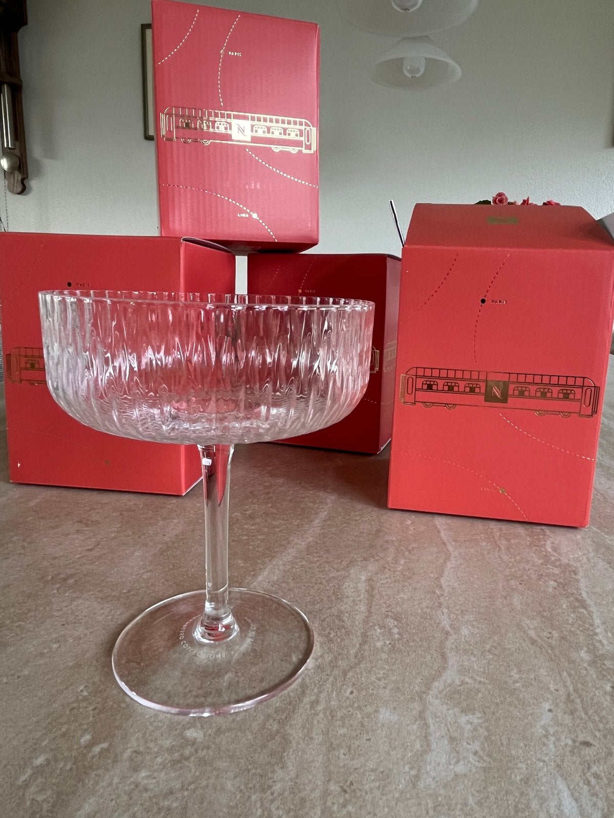 Nieuwe Nespresso Coupes - 4 stuks (11x13 cm), Huis en Inrichting, Glas of Glazen, Overige merken, Nieuw, Ophalen of Verzenden