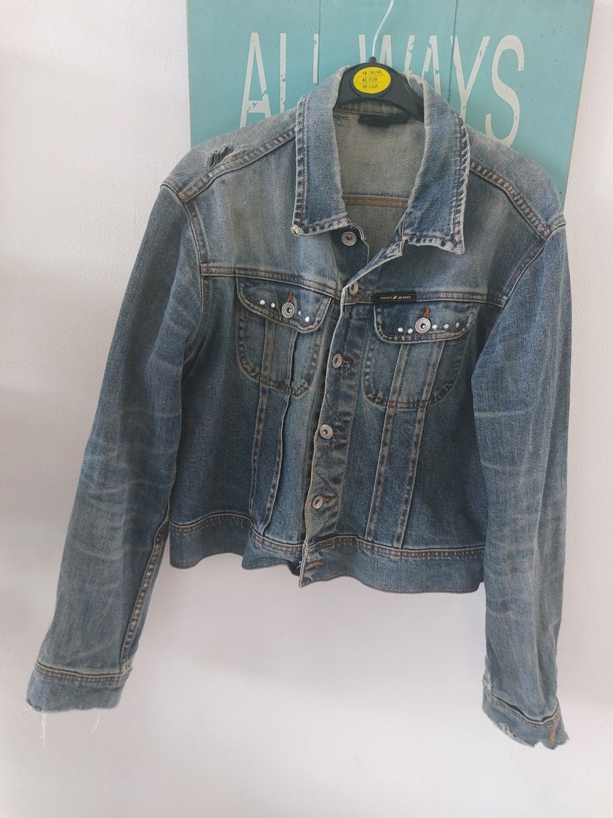 Vintage DKNY Jeans Spijkerjasje Maat L, Blauw, Maat 42/44 (L), Ophalen of Verzenden, DKNY Jeans