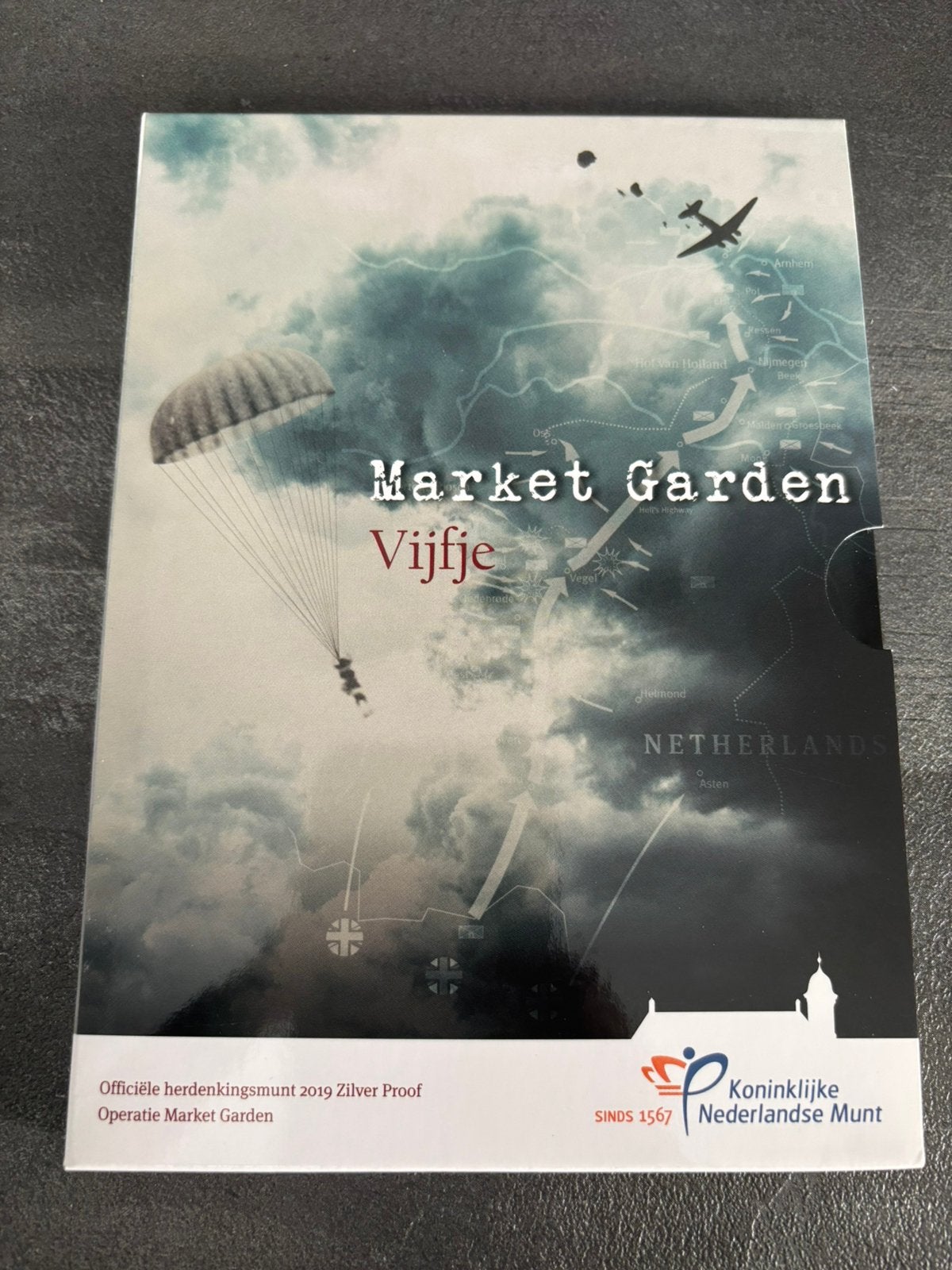 Proof Zilveren 5 Euro herdenkingsmunt 2019 – Market Garden, Ophalen of Verzenden, Koningin Beatrix, Euro's, Zilver