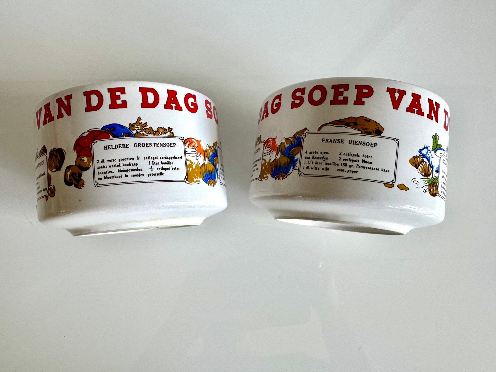5 Vintage Soep van de Dag Receptenkommen. Nostalgisch&Gaaf!, Ophalen of Verzenden, Zo goed als nieuw, Kom(men), Overige stijlen