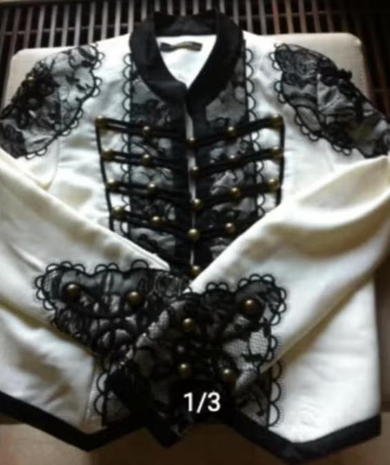 Carnavals dames jasje Super asi mt 40 roomwit/zwart, Maat 38/40 (M), Overige kleuren, Ophalen of Verzenden, Zo goed als nieuw