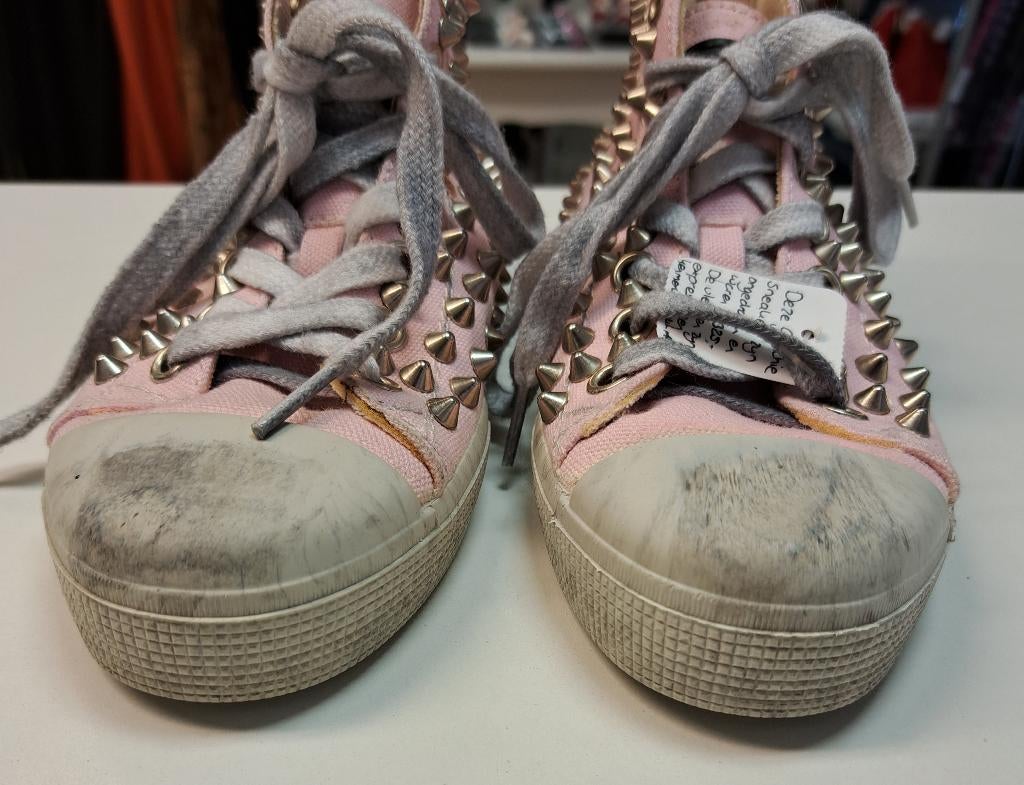 Gienchi sneakers canvas roze + spikes allover mt 35 nr 40201, Gienchi, Meisje, ., Gienchi