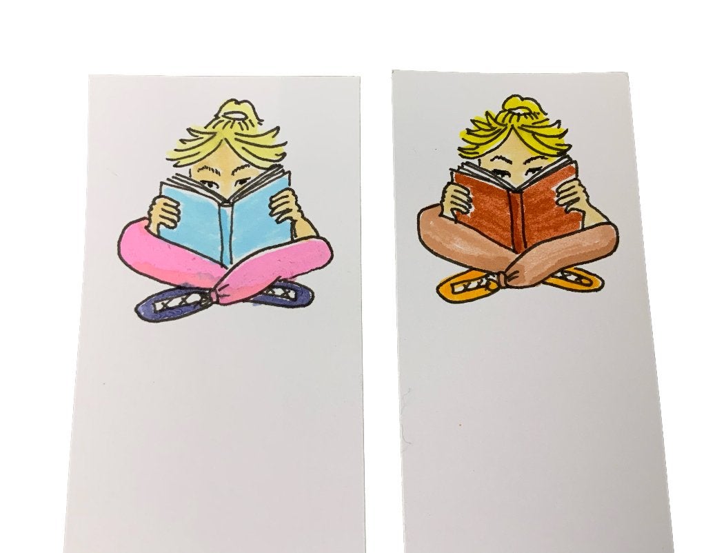 Handgetekende boekenleggers met lezend blond meisje, Ophalen of Verzenden, Nieuw, Kind