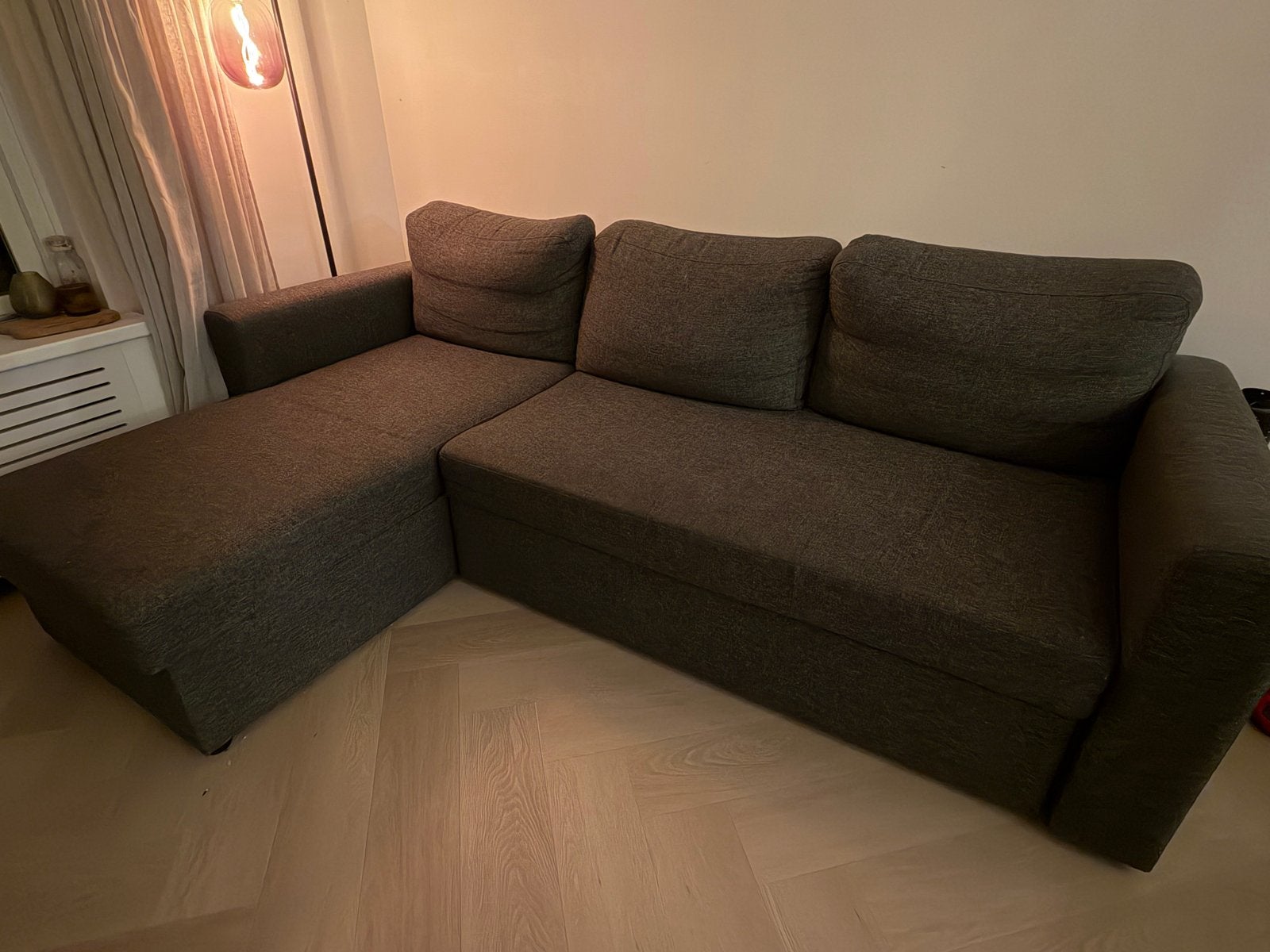 Comfortabele (IKEA) slaapbank met opbergruimte - Gebruikt, Huis en Inrichting, 250 tot 300 cm, Gebruikt, Driepersoons, Ophalen of Verzenden
