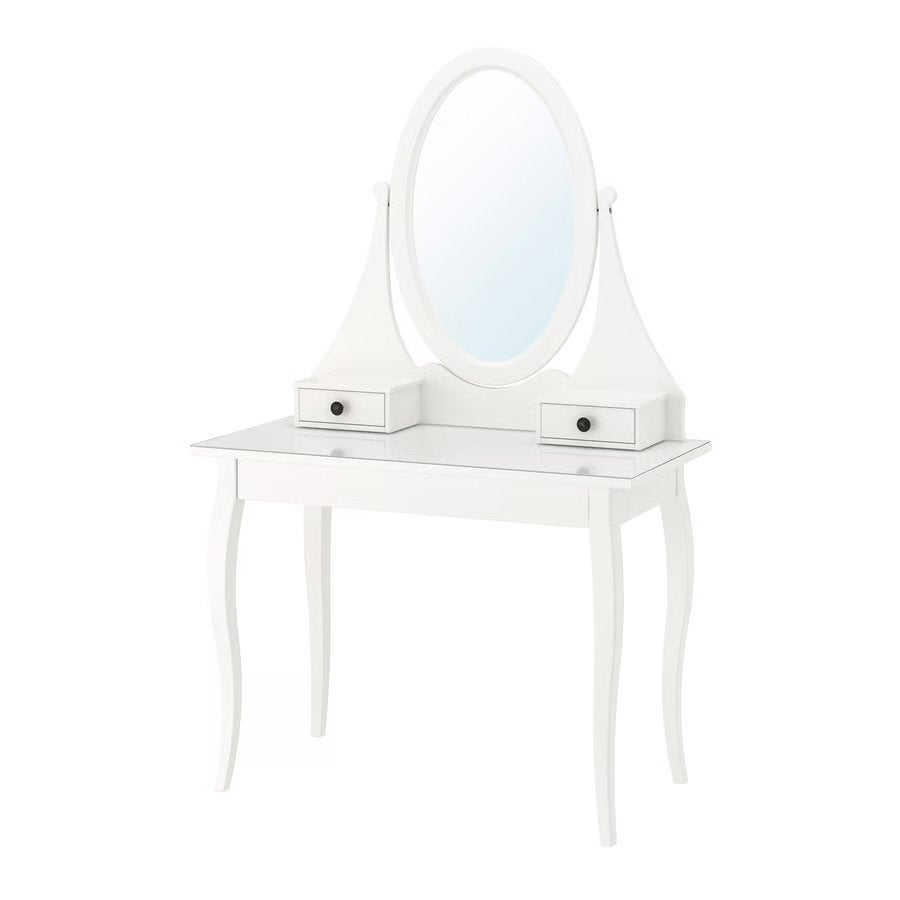 Witte ikea kaptafel met spiegel en lades - Zo goed als nieuw, Ophalen, 50 tot 100 cm, Zo goed als nieuw, 150 tot 200 cm