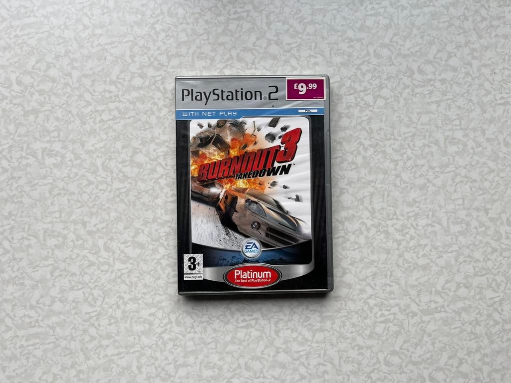 PS2, PlayStation 2, Burnout 3, Takedown, Incl. Boekje., Ophalen, Racen en Vliegen, 2 spelers, Zo goed als nieuw