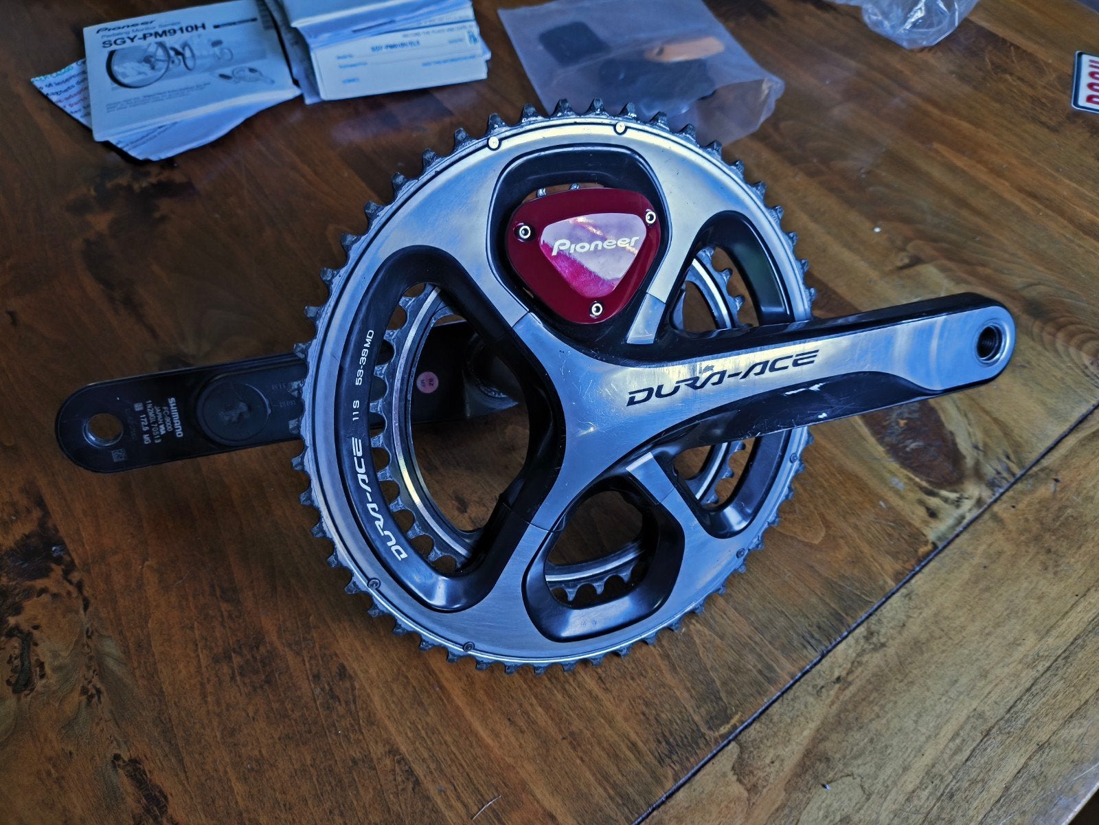 Dura Ace crank met dubbelzijdig pioneer powermeter, Fietsen en Brommers, Fietsonderdelen, Crankstel of Pedalen, Gebruikt, Ophalen of Verzenden
