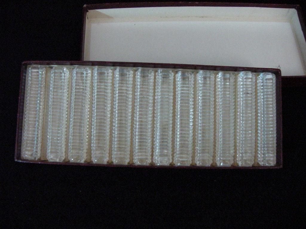 12 art deco glazen messenleggers, Ophalen of Verzenden
