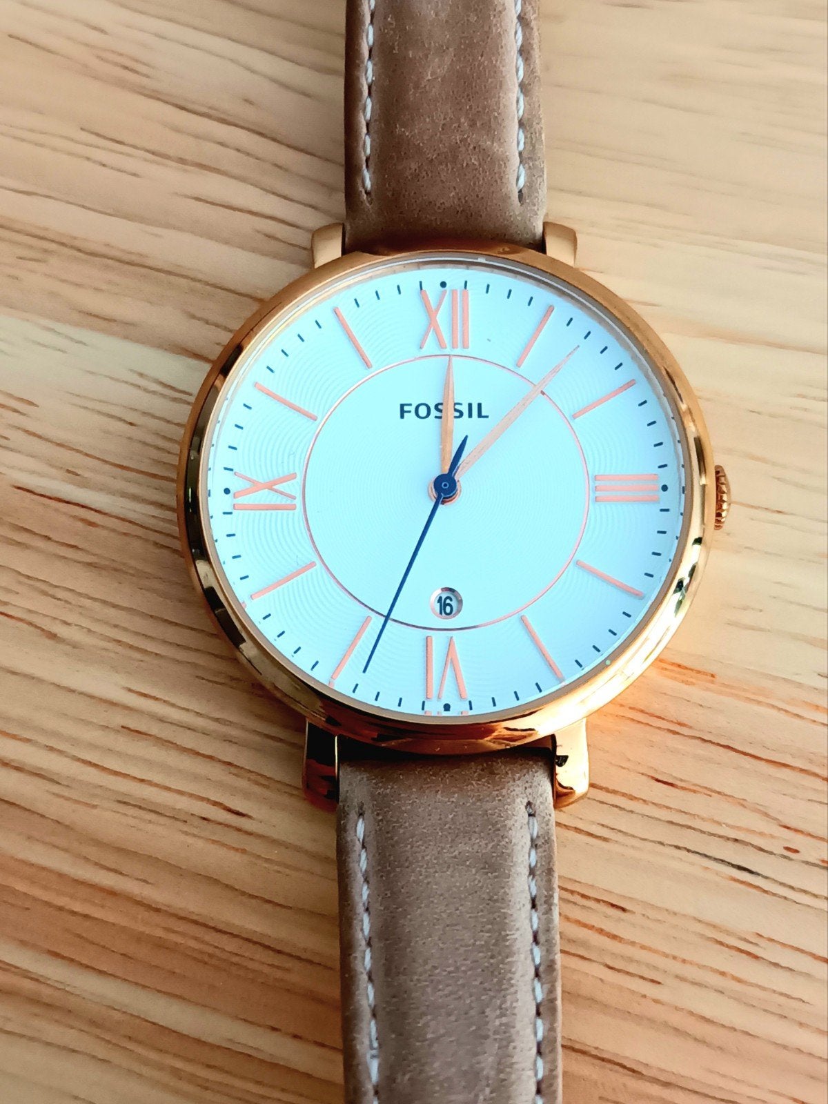 horloge  FOSSIL met leren bandje, Sieraden, Tassen en Uiterlijk, Ophalen, Zo goed als nieuw, Leer, Fossil