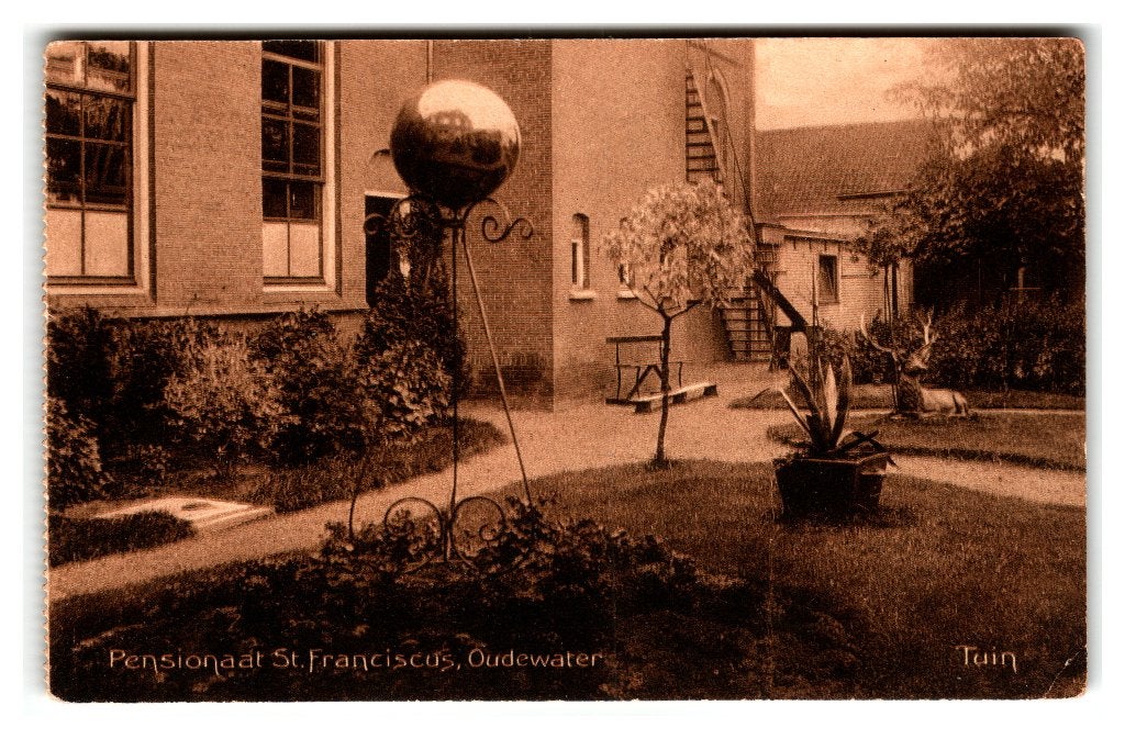 Oudewater, Pensionaat St. Franciscus - Tuin, Verzamelen, Ophalen of Verzenden, 1920 tot 1940, Gelopen, Utrecht