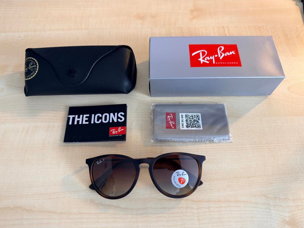 Nieuwe Ray-Ban Erika Zonnebril - Bruin, Gepolariseerd, Zonnebril, Bruin, Nieuw, Ophalen of Verzenden