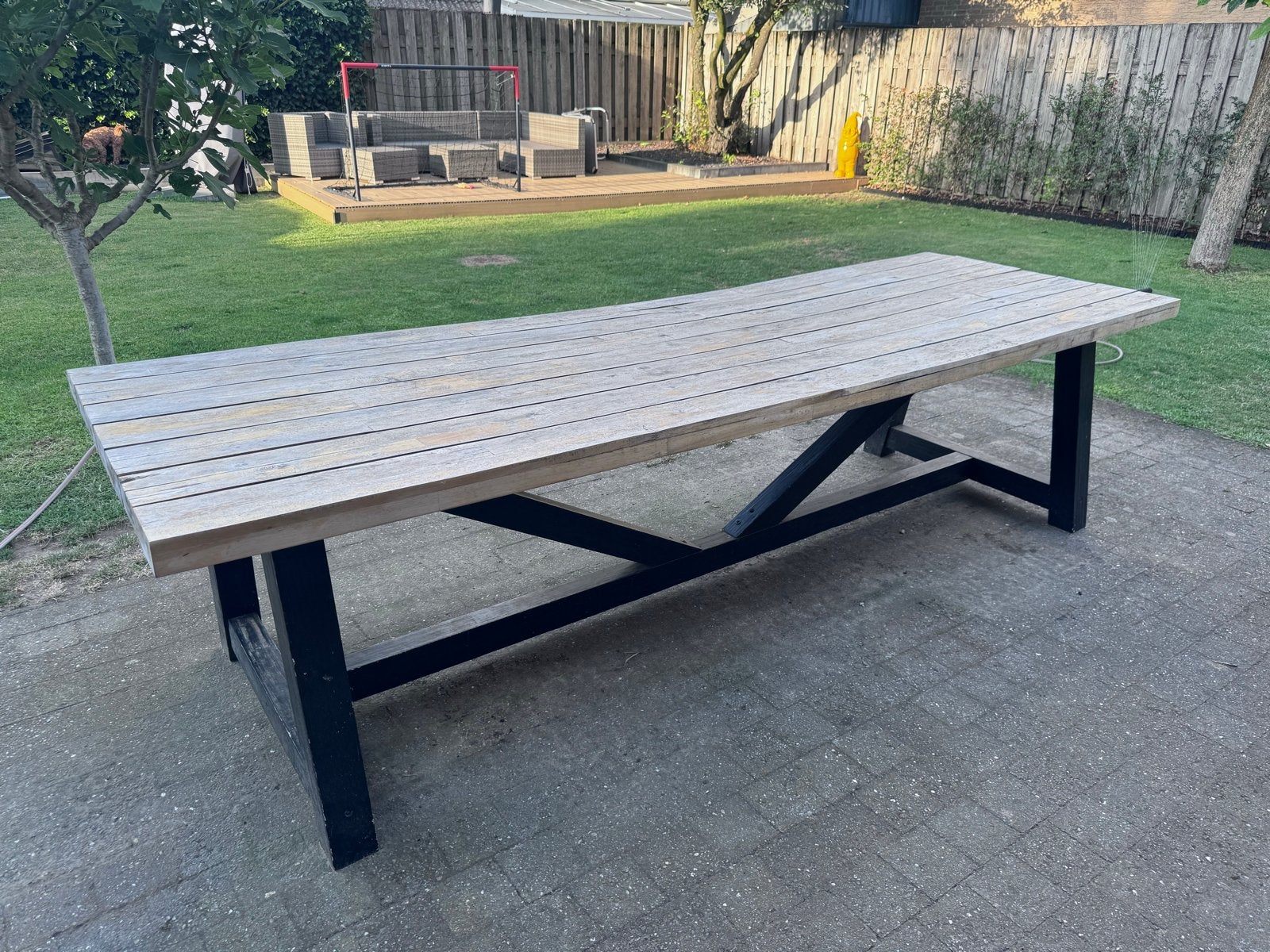 Grote houten tuintafel, Tuin en Terras, Tuintafels, Ophalen, Gebruikt, Rechthoekig, Hout
