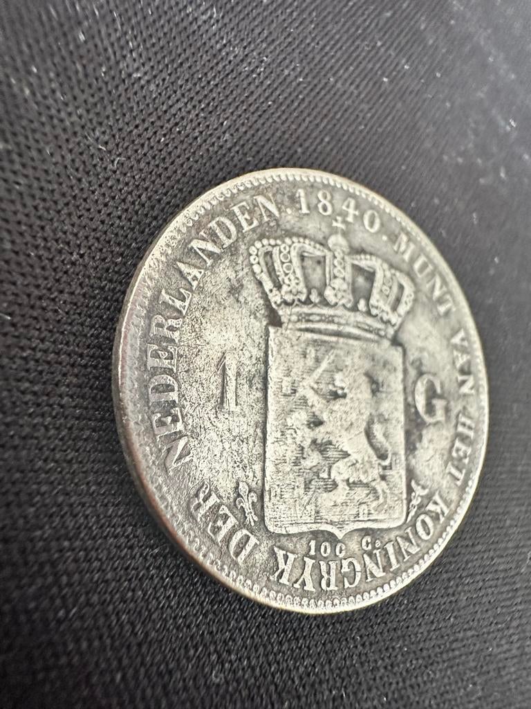Zilveren 1 Gulden Munt Willem I 1840, Postzegels en Munten, 1 gulden, Zilver, Ophalen of Verzenden, Koning Willem I