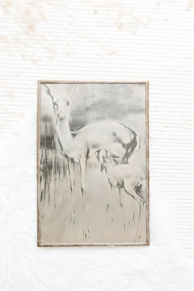 Han van Meegeren print hert met kalf, Ophalen of Verzenden, Print, Met ophangsysteem