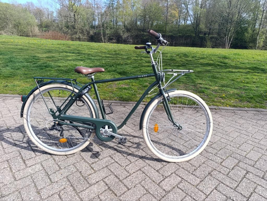 Zo goed als nieuwe Elops 520 herenfiets (groen, maat L), Fietsen en Brommers, Versnellingen, Zo goed als nieuw, 53 tot 57 cm, Ophalen