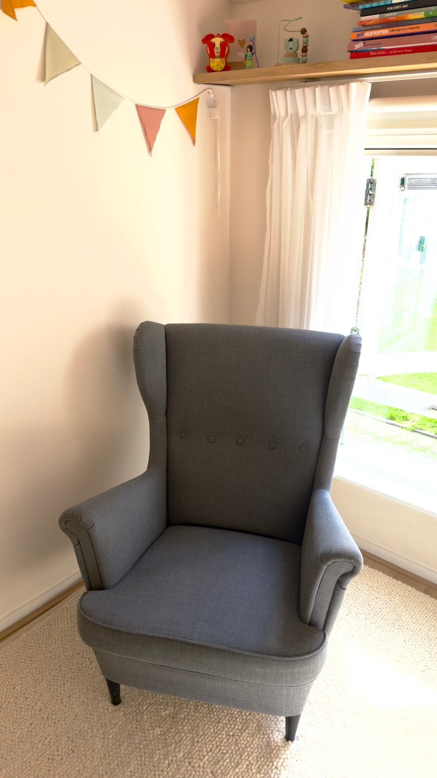 IKEA Strandmon fauteuil grijs, Huis en Inrichting, Ophalen, Zo goed als nieuw, Stof, 75 tot 100 cm