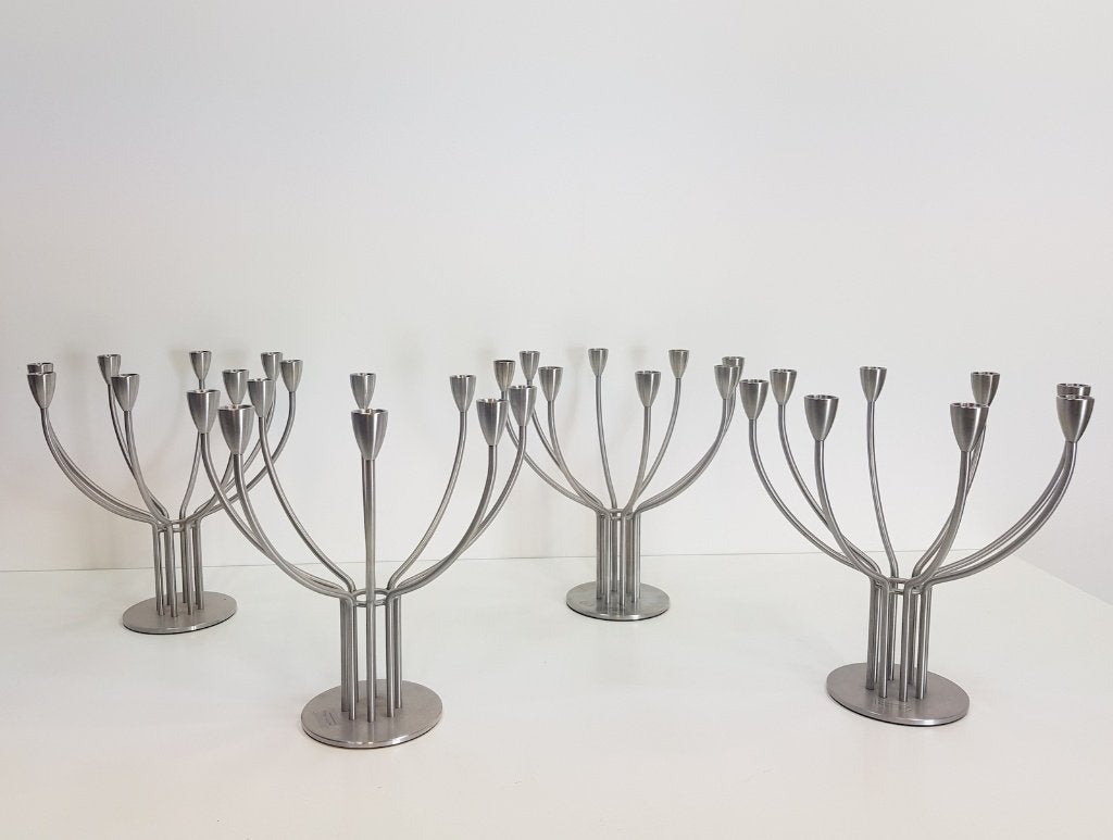 staal Kandelaar K.Hagberg M.Hagberg IKEA 8 armig Zweden, Gebruikt, Ophalen of Verzenden, 33 cm, Metaal