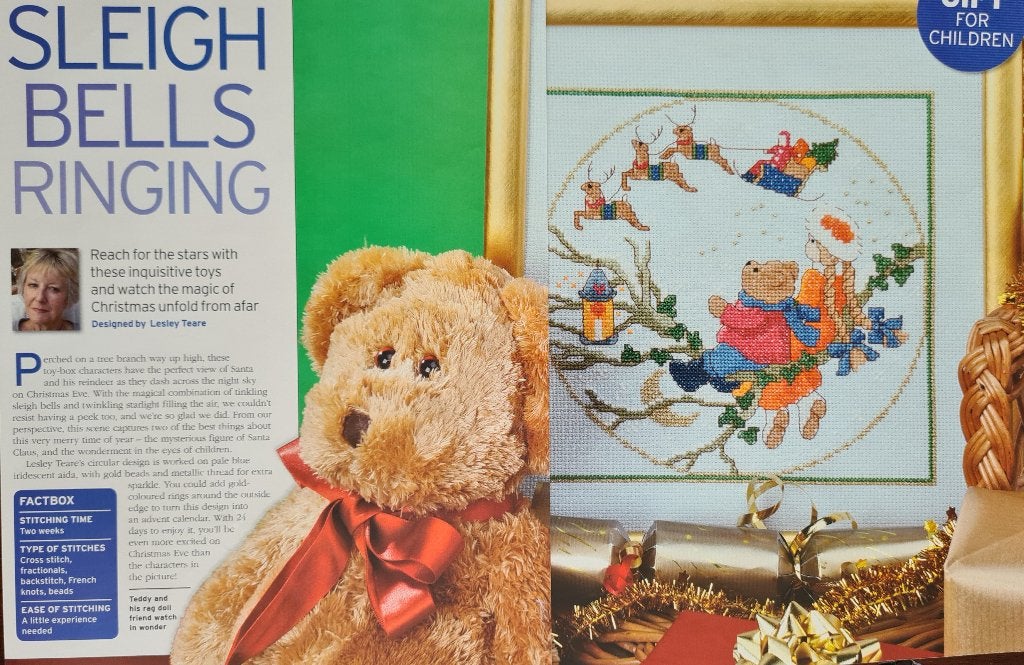 Sleigh Bells Ringing Beren Kerst borduurpatroon, Ophalen, Nieuw, Handborduren, Patroon