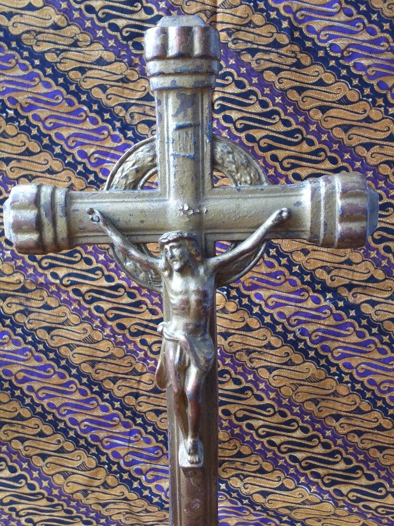 Mooi origineel antiek kruisbeeld uit België 38,5 cm., Ophalen of Verzenden
