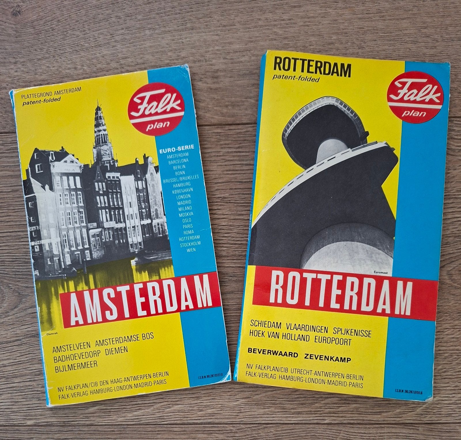 2 Oude Stadsplattegronden Amsterdam Rotterdam, Gelezen, Ophalen of Verzenden, Landkaart, 1800 tot 2000