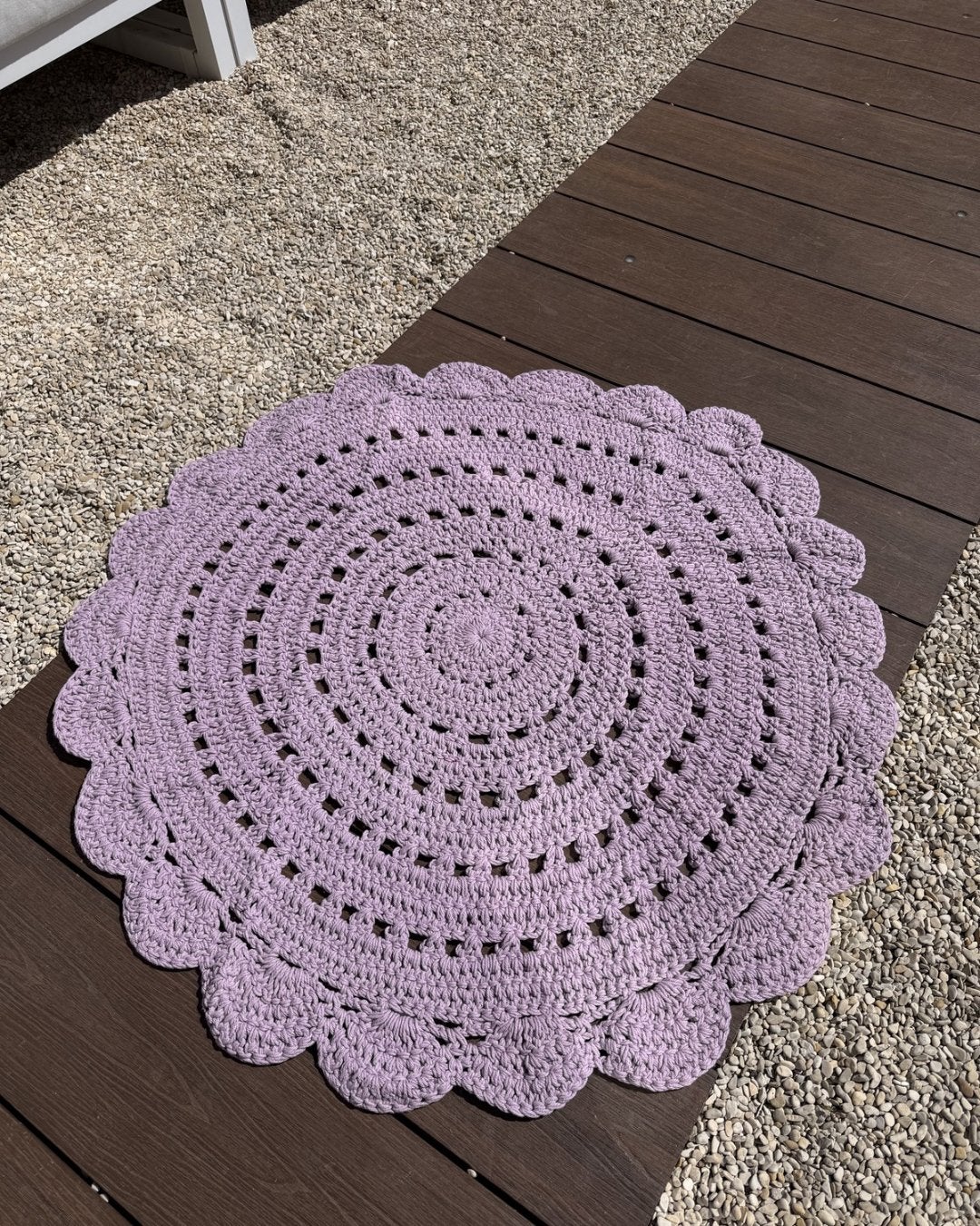 Nattiot gehaakt vloerkleed lila paars - 120 cm diameter, 100 tot 150 cm, Nattiot, Rond, Ophalen of Verzenden