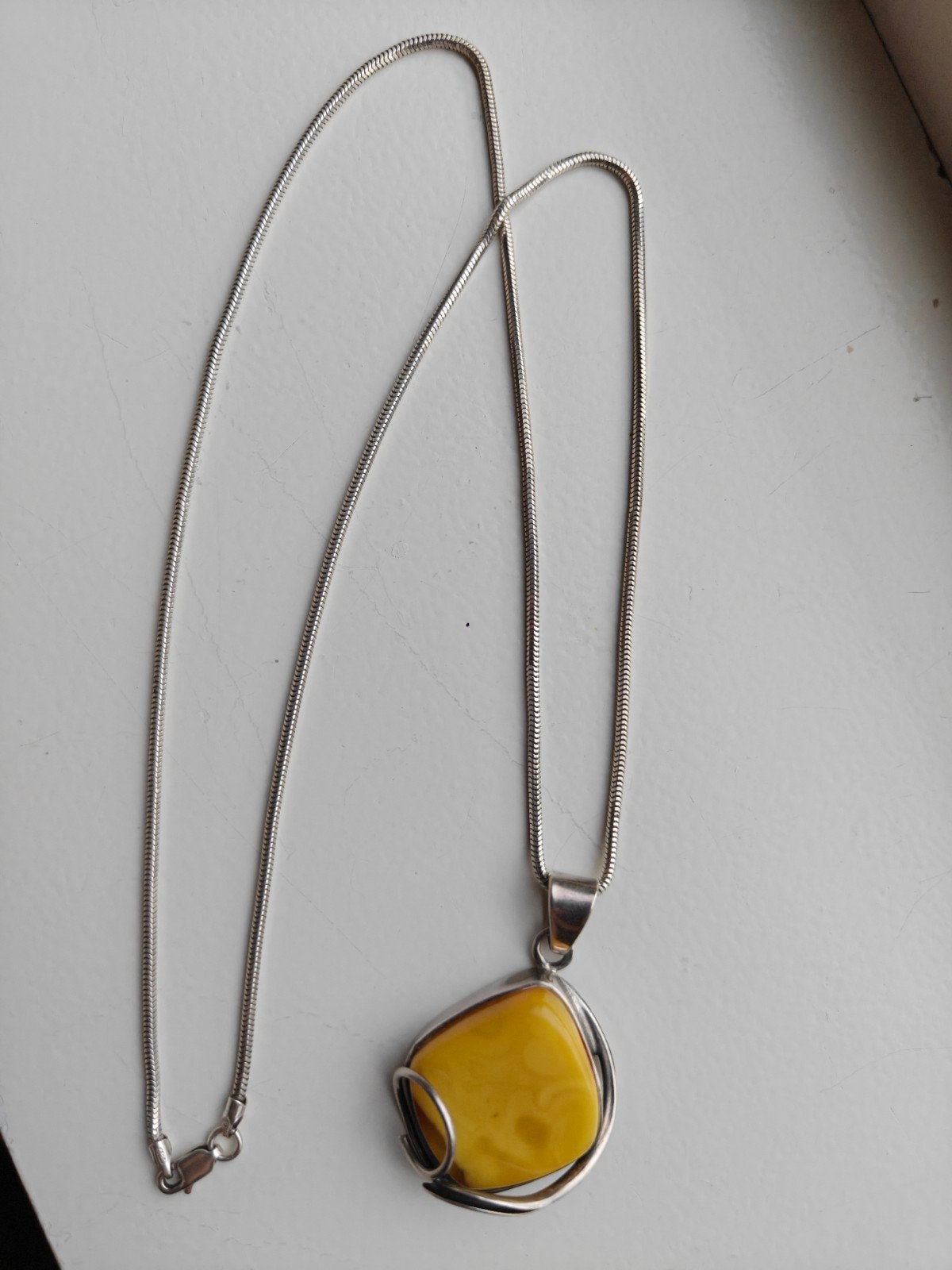Zilveren (Sterling) ketting met Baltic Barnsteen, Ophalen of Verzenden, Zo goed als nieuw, Zilver