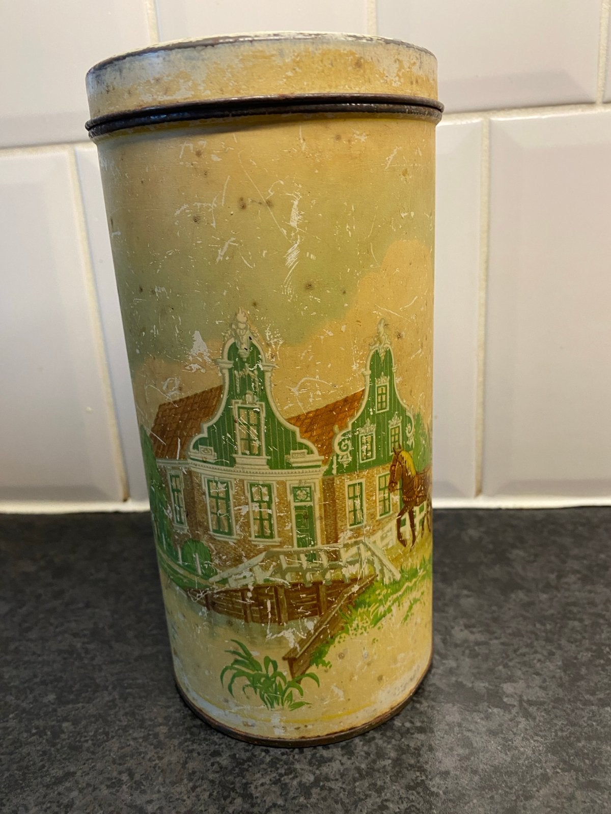 Vintage Albert Heijn blik Zaanse Schans, Ophalen of Verzenden