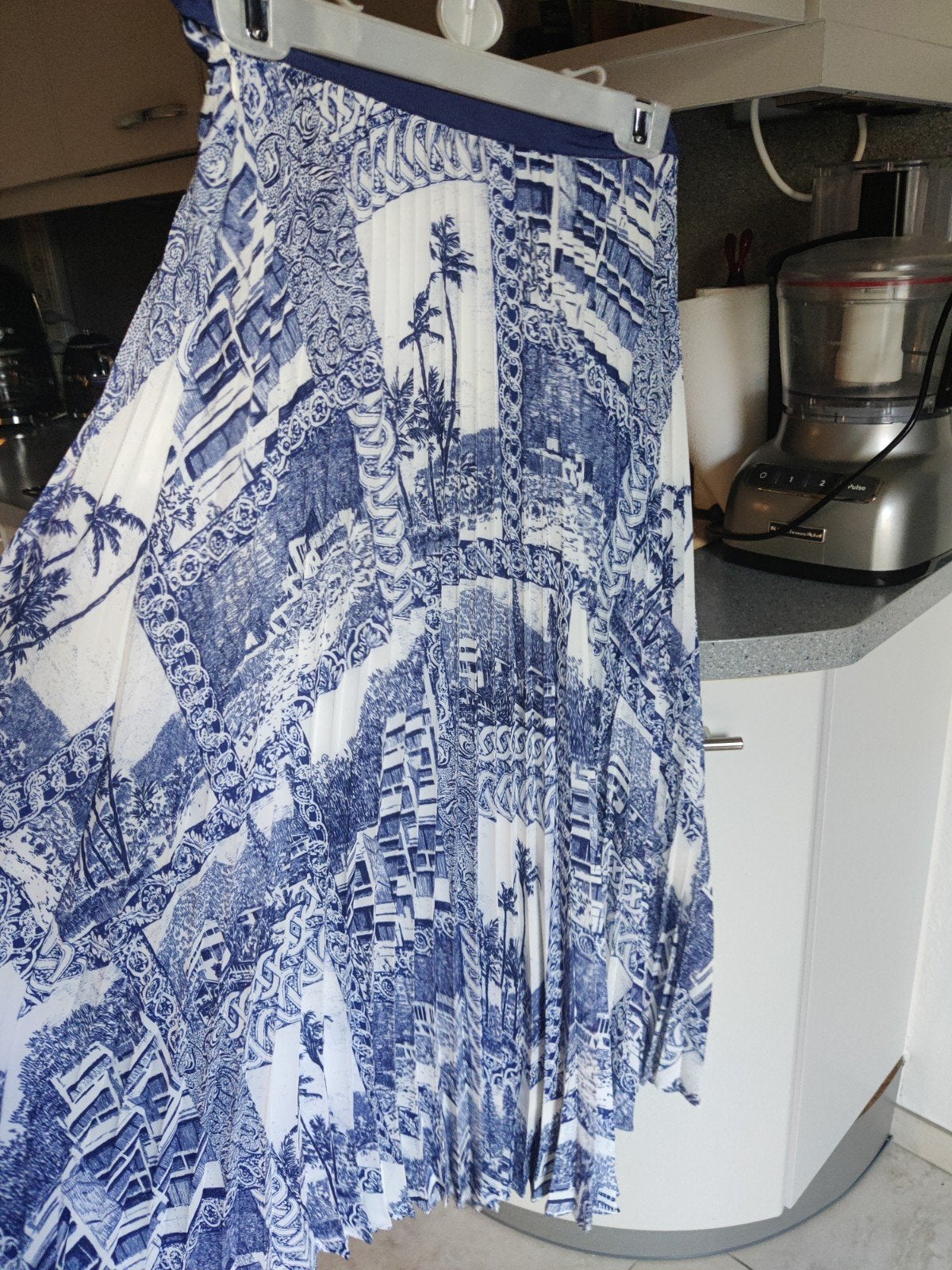 Claudie Pierlot plooirok - Blauw/Wit met print, Ophalen of Verzenden