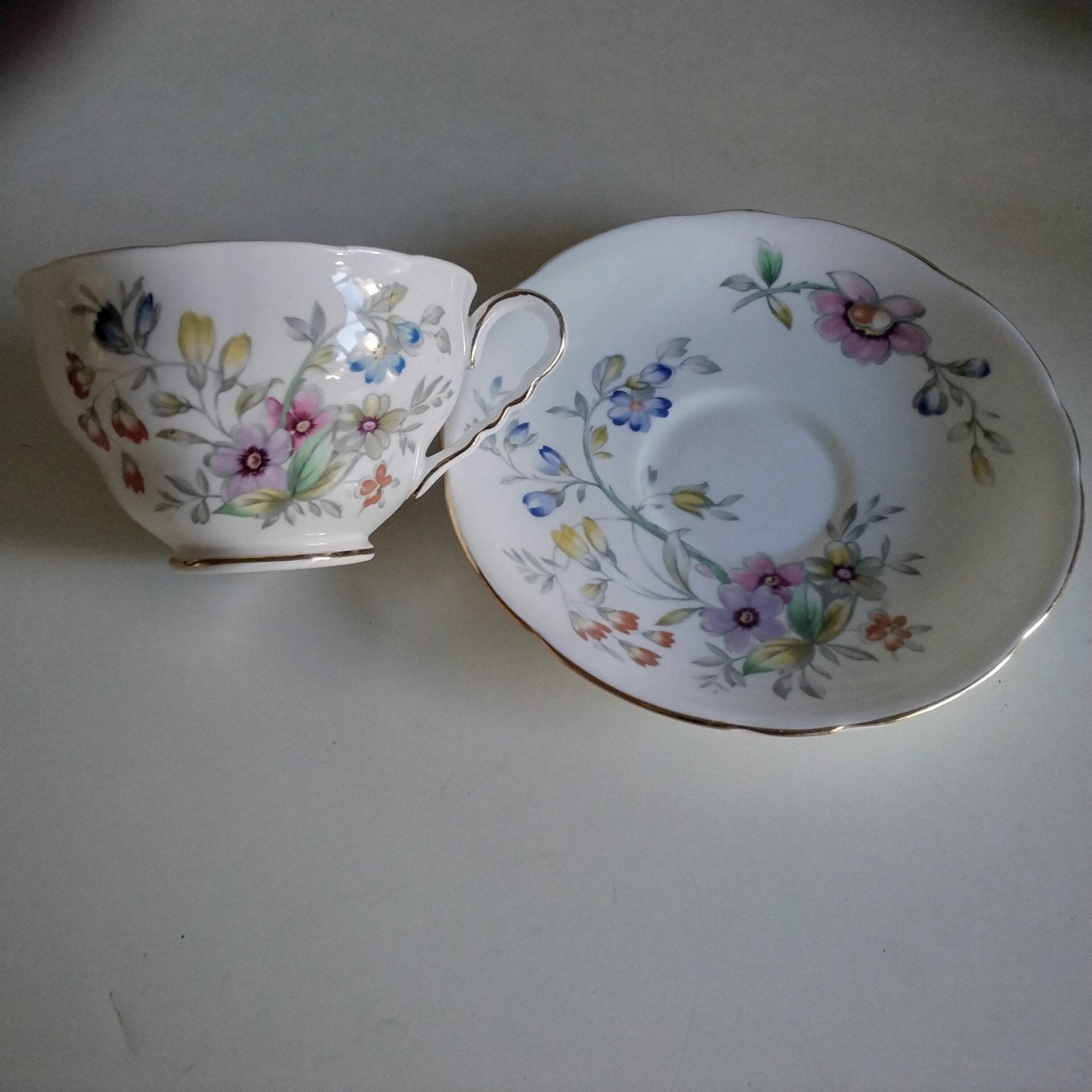 Engelse royal stafford  theekop en schotel  " bideford ", Huis en Inrichting, Keuken | Servies, Ophalen of Verzenden, Porselein