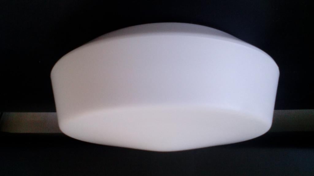 RZB plafondlamp, opaalglas met zijdeglans,wit, vintage, 30cm, Ophalen of Verzenden, Gebruikt, Glas, Vintage