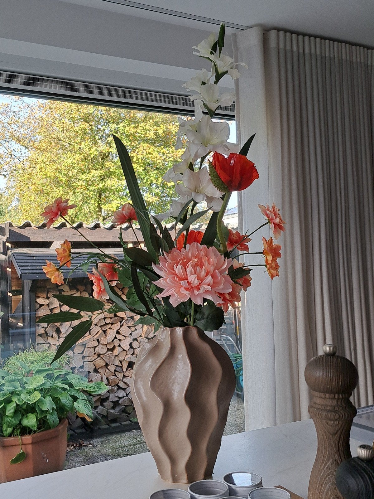 Prachtig boeket kunstbloemen (exclusief vaas), Binnen, Textiel, Ophalen of Verzenden, Zo goed als nieuw