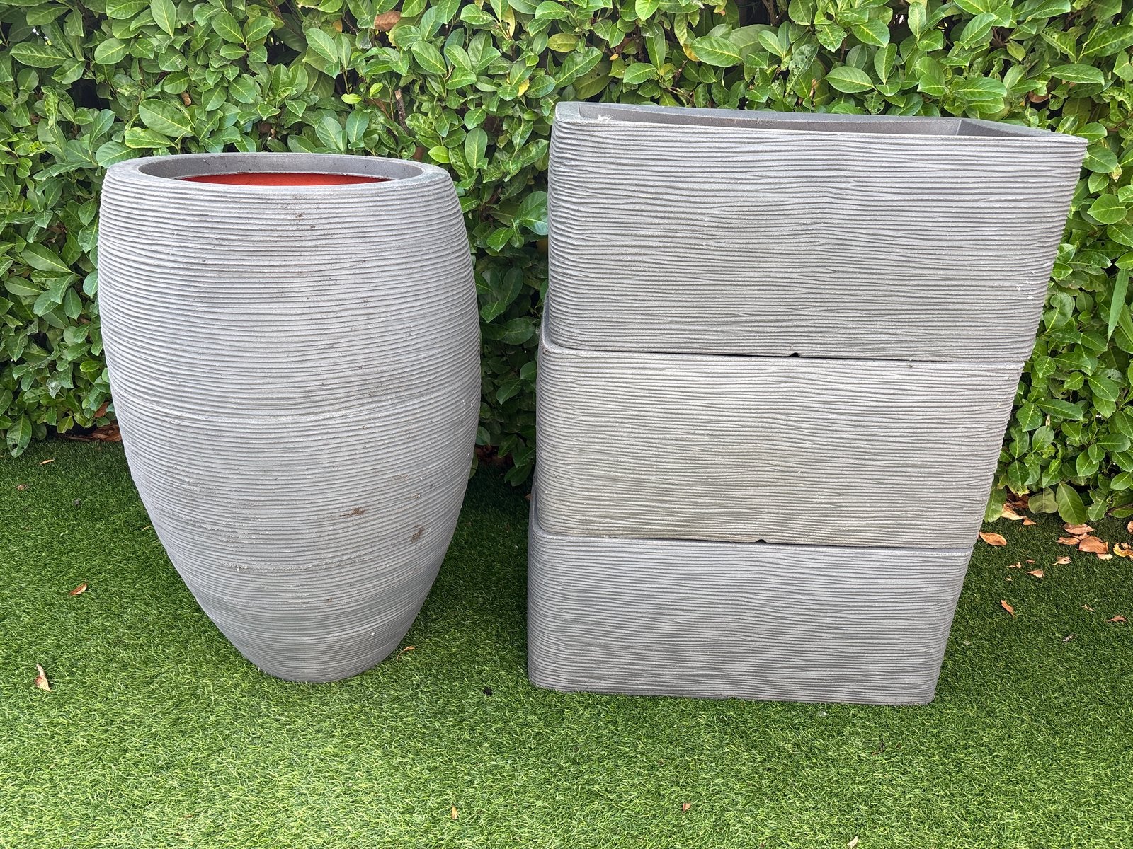 Set van 3 plantenbakken en 1 bloempot, Ophalen, Kunststof, Gebruikt, Balkon