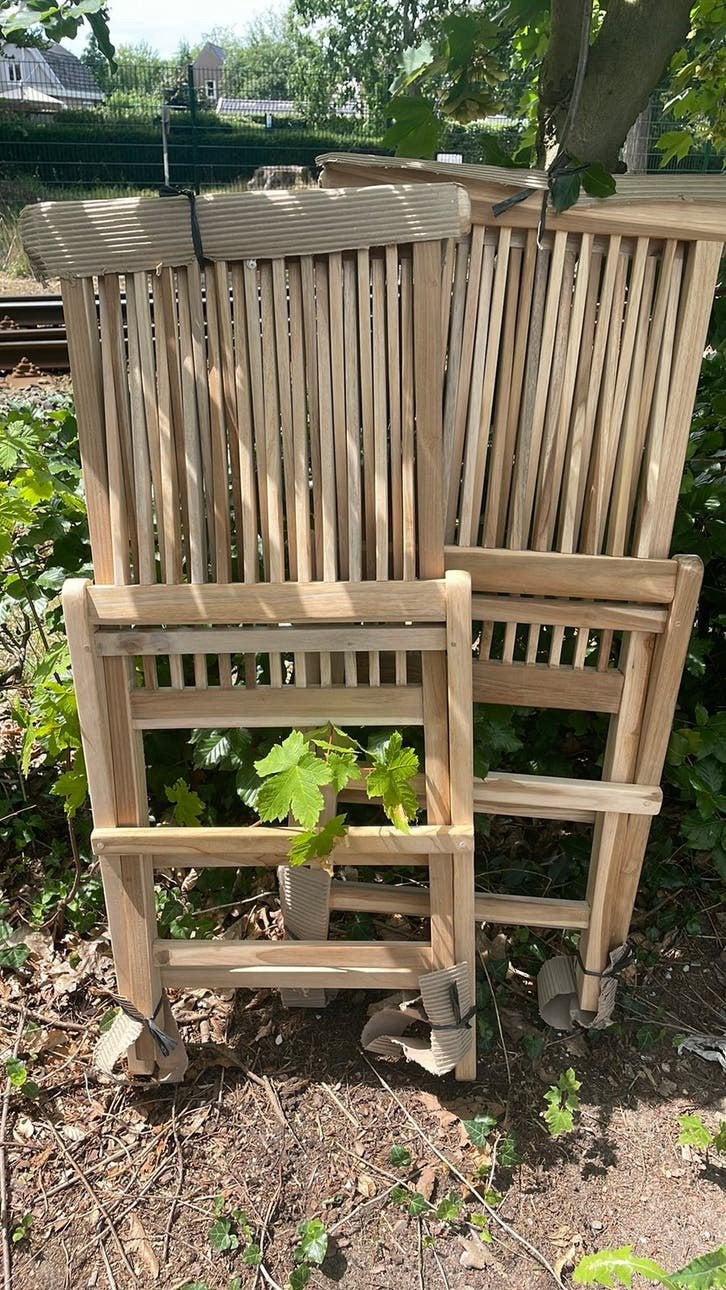 NIEUW! 4 TEAK HOUTEN STOELEN, INKLAPBAAR, Ophalen, Nieuw, Teakhout, Inklapbaar