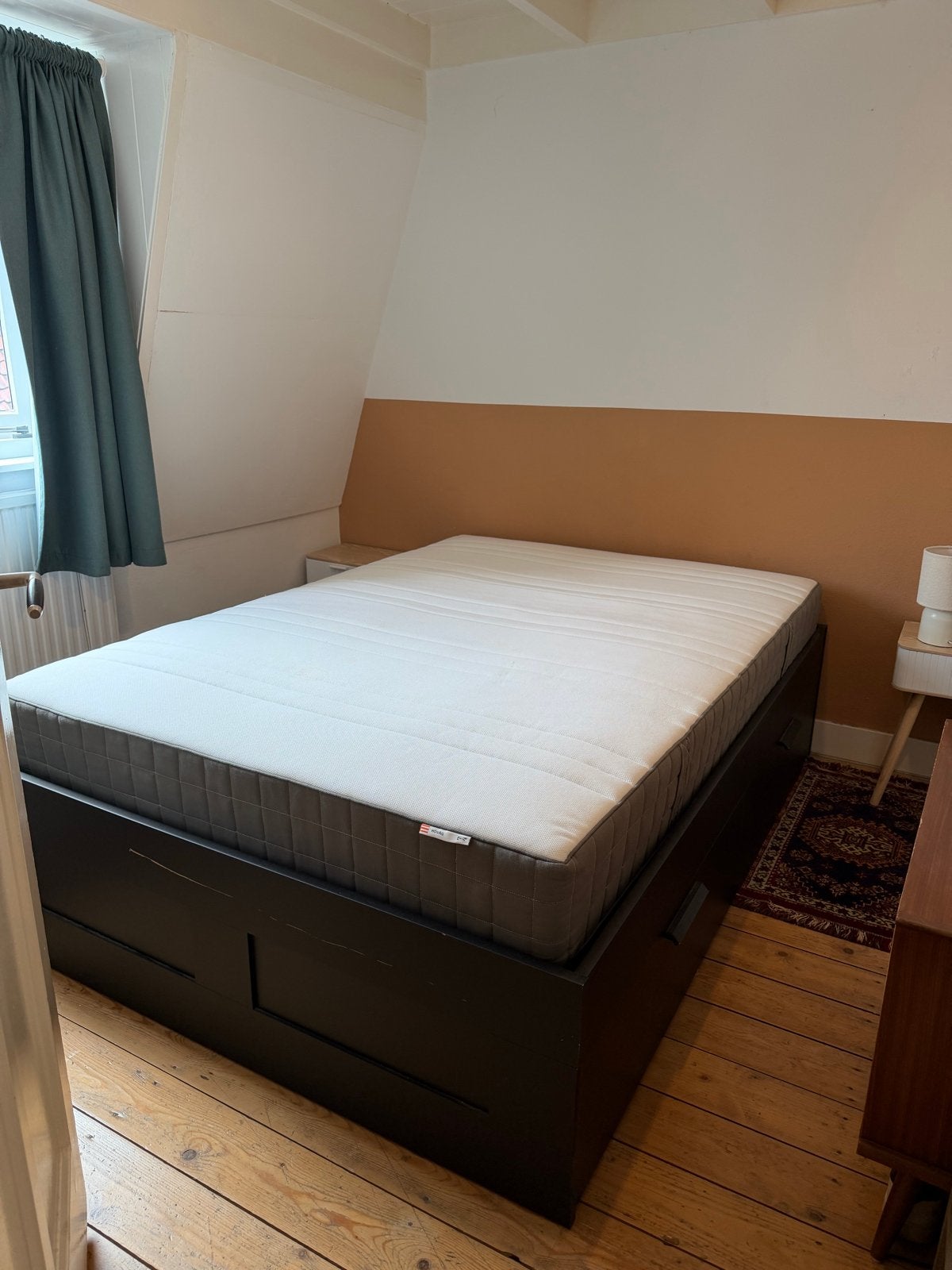 IKEA Brimnes bed 140x200cm incl. Hovag matras, Ophalen, Gebruikt, Zwart, 140 cm