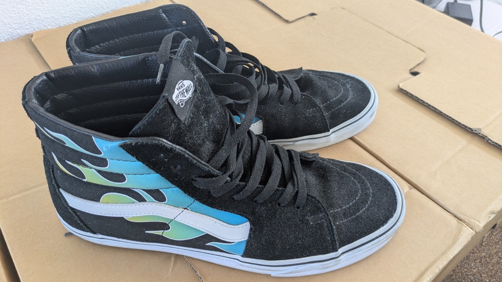 Vans Sk8-Hi Flames Sneakers - Zwart/Blauw maat 45, Zwart, Ophalen of Verzenden, Sneakers of Gympen, Vans