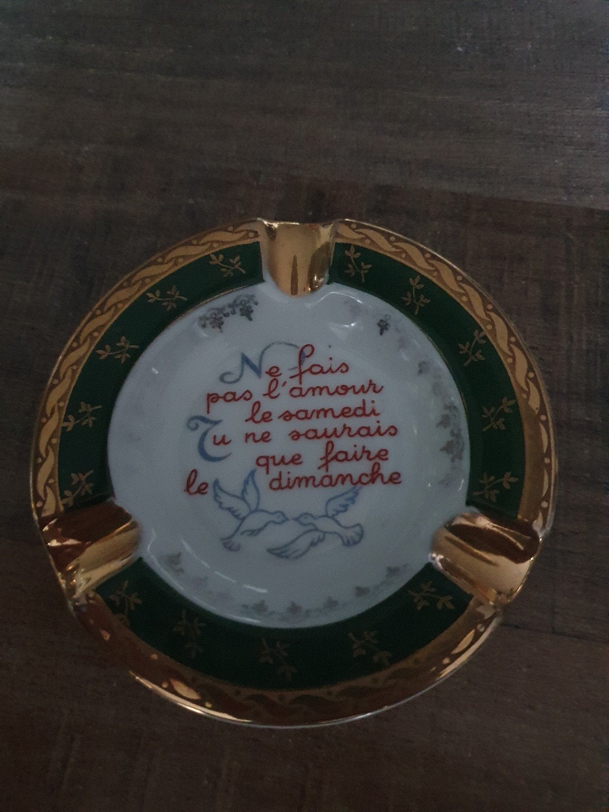 Vintage Limoges Gout de Ville asbak met spreuk, Ophalen