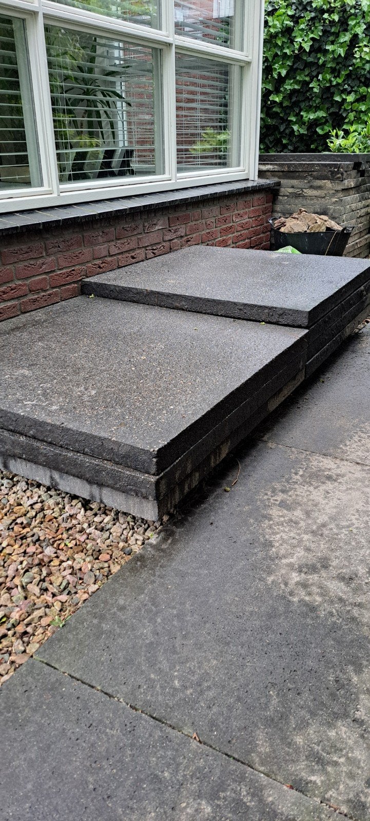 Hollandse betontegels antraciet 100x100x6cm, Tuin en Terras, Tegels en Klinkers, Ophalen, Gebruikt, 5 tot 10 m², Beton