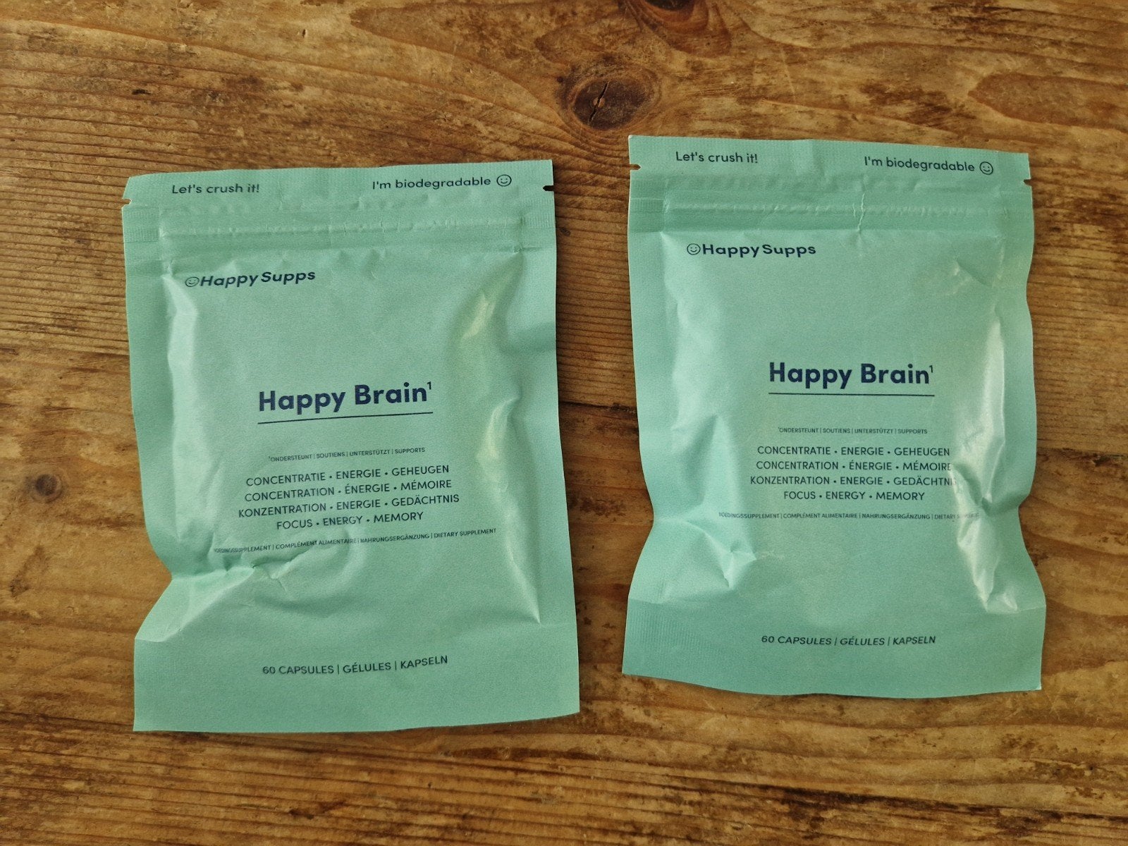 Twee zakjes happy brain van happy supps, Ophalen of Verzenden, Nieuw, Poeder of Drank