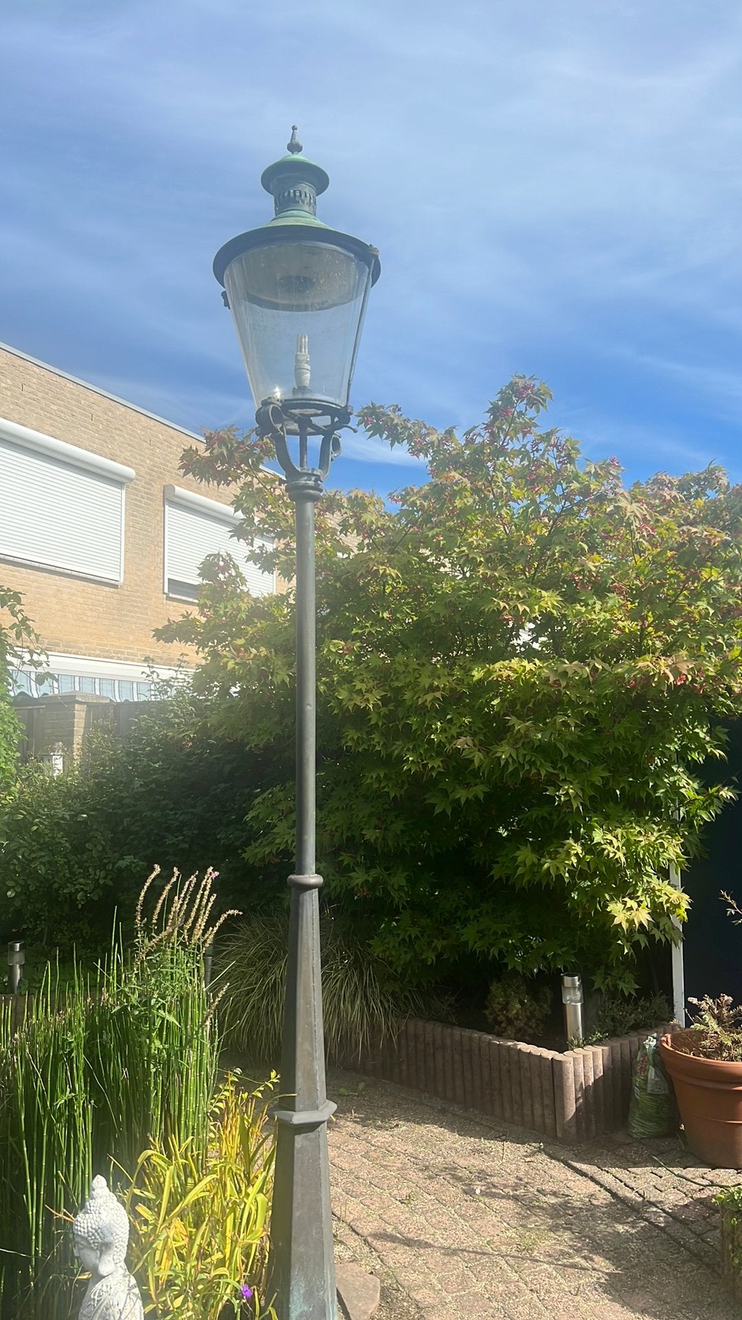 Prachtige antieke lantaarnpaal, Tuin en Terras, Ophalen, Overige materialen, Gebruikt, Staande lamp