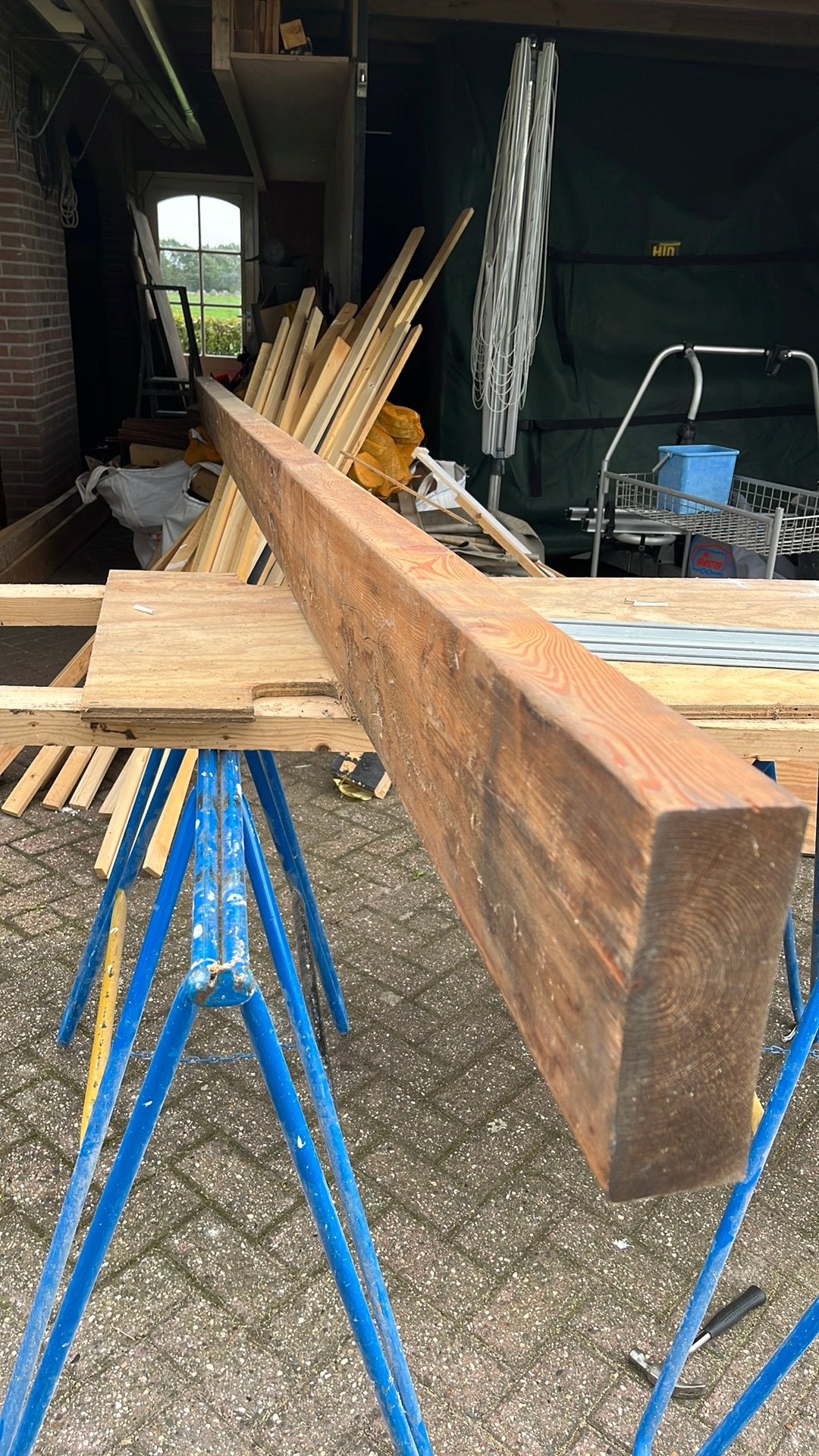 Zwaar vuren balken, Doe-het-zelf en Verbouw, Ophalen, Zo goed als nieuw, Balk, Vuren