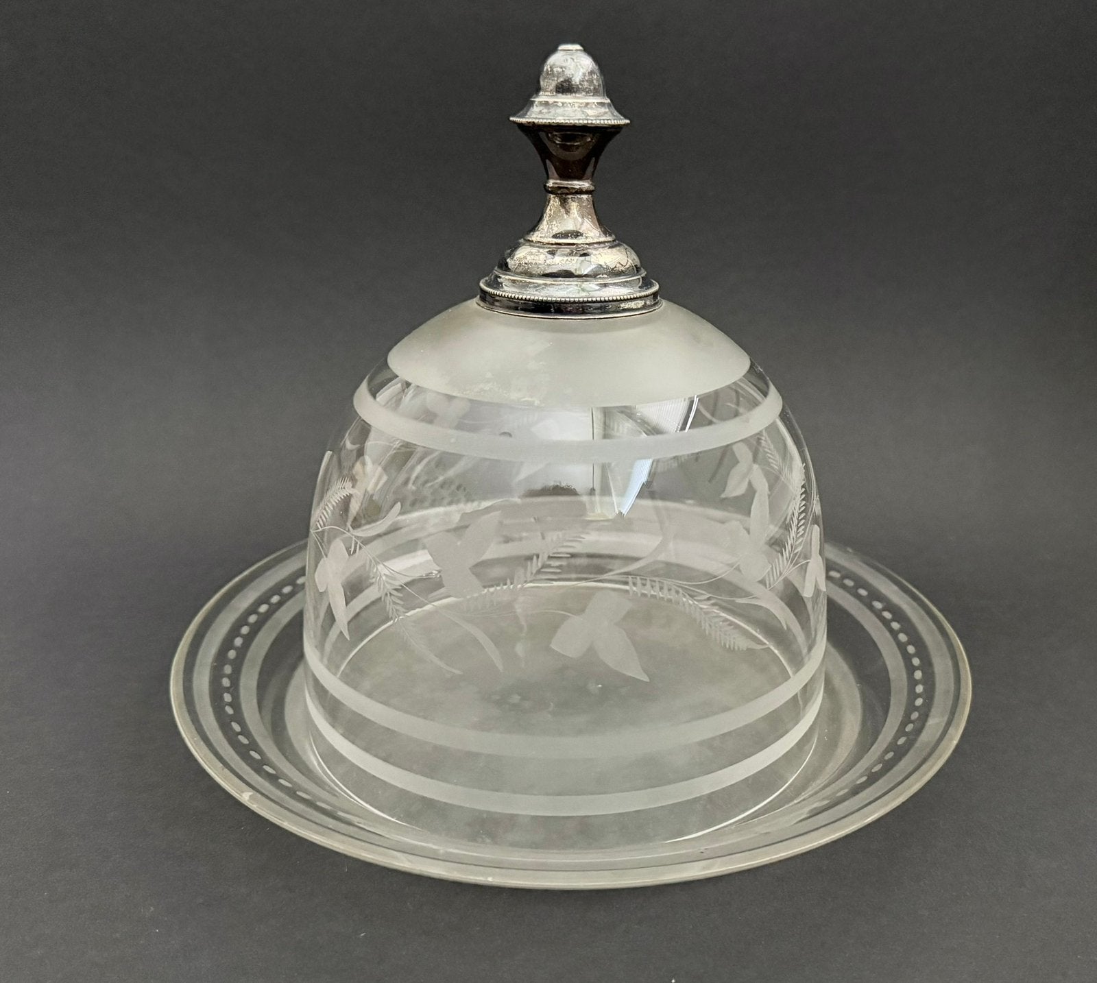 Stijlvolle geslepen kristallen kaasstolp met zilveren knop, Antiek en Kunst, Ophalen of Verzenden